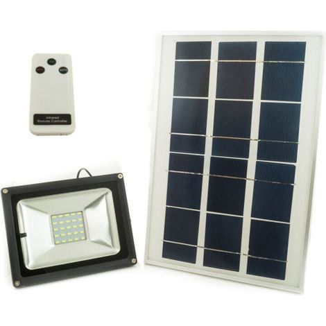Lampe Led Solaire Avec Panneau Photovoltaïque + Télécommande Crépusculaire W 30 Watts