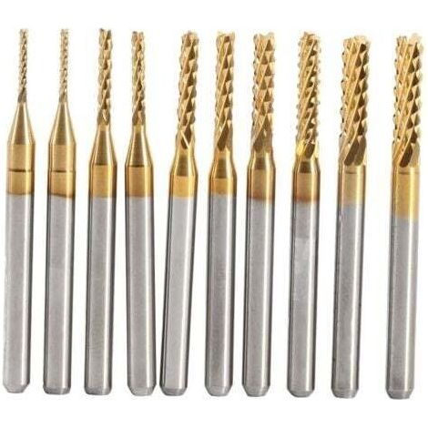10 Stück Hartmetall-Schaftfräser zum Gravieren, Schnitzen, Bohren und Fräsen (1-3 mm)