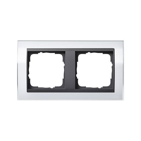 GIRA 0212728 CADRE DE FINITION 2 POSTES POUR ANTHRACITE EVENT CLAIR BLANC