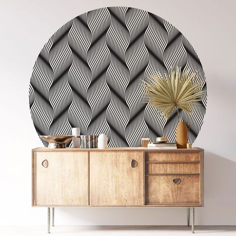 Sticker mural rond / cercle - Motif tressé 3D - Diamètre 70 cm - Adhésif MAT (1/3)