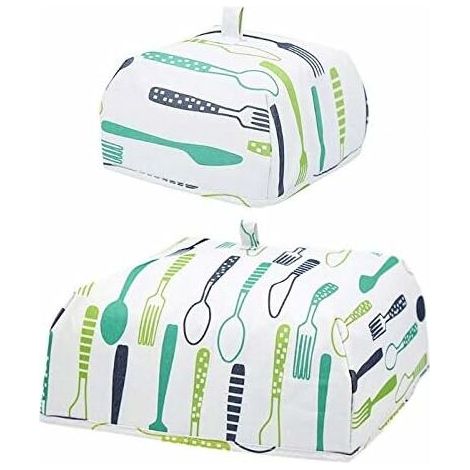 Lot de 2 cloches pour garder au chaud les aliments, pliable en tissu avec intérieur thermique, 37 x 37 cm
