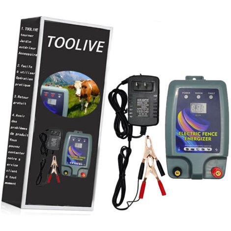 Kit de clôture électrique, Clôture électrique pour bétail, animaux, électrificateur de clôture, haute puissance, 3 modes d'alimentation pour élevage de volailles- (1/5)