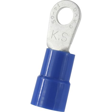 Cosses à œillet RS PRO, Isolé, Bleu, 14mm², 6.4mm, 12mm