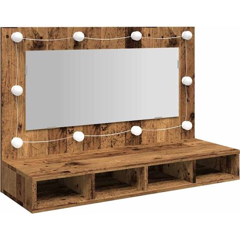 Armoire à miroir avec LED vieux bois 90x31,5x62 cm