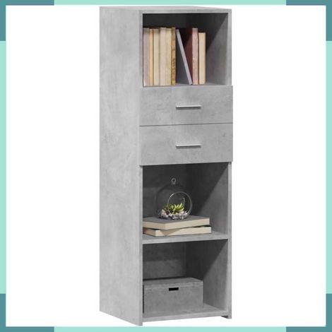 846162 Buffet haut gris béton 40x42,5x124 cm bois d'ingénierie (1/5)