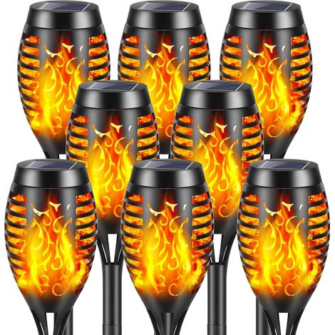 Lumières Flamme Solaire Exterieure, Lampe Solaire Flammes Torche Exterieur,Lampe Solaire Exterieur Jardin IP65 Imperméable,Lumiere Torche Solaire pour Décor,Jardin,Patio,Chemins (8 Pièces) [Classe éne (1/5)