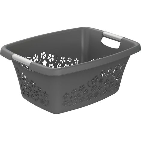 Rotho Wäschekorb Flowers 25 l anthrazit Wäschekörbe