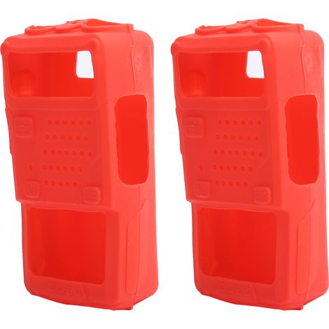 Lot de 2 étuis de protection souples en silicone pour mini talkie-walkie Baofeng UV5R (rouge) (1/5)