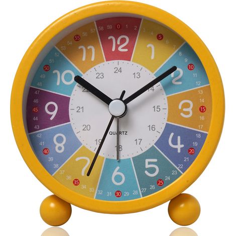 Réveil pour Enfants Analogique sans Tic-tac - Réveil d'Apprentissage, Quarz, Alarme Forte, avec Veilleuse (1/5)