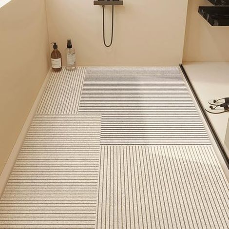 Tapis de Douche Antiderapant, Moderne et Simple Doux Tapis de Baignoire Antidérapant avec Trous de Drainage Tapi de Bain de Massage en PVC Luffa (Chevauchement,80x120cm) (1/4)