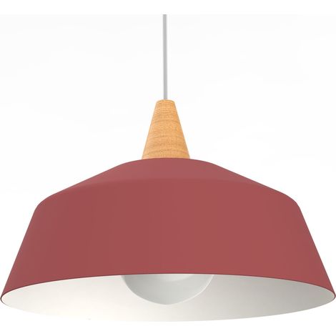 LUMICOM  KON Sospensione, 1X E27, max 42W, metallo, rosso cowhide/bianco, D.35cm (1/4)