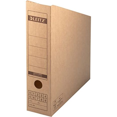 Leitz Premium Archiv 60830000 - Archivador de archivo, 80 mm de ancho, ideal para guardar revistas y carpetas en formato A4 y Estados Unidos, 10 unidades, color marrón
