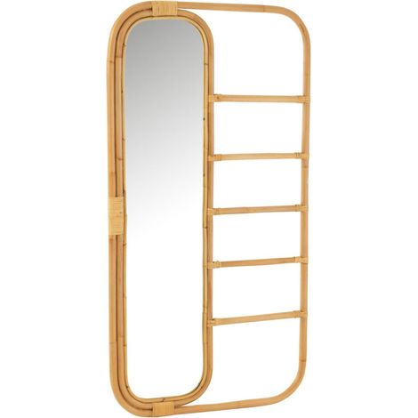 Miroir à poser avec échelle en rotin naturel - KRUGER