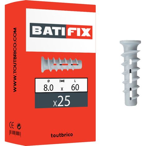 25 chevilles spécial béton cellulaire 8 x 60mm - Batifix