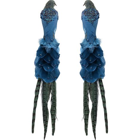 Décoration d'arbre de Noël bleu paon, 2 pièces. (1/4)