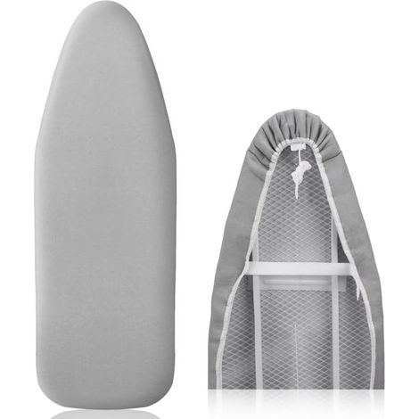 Housse de planche à repasser haut de gamme pour un repassage rapide et facile, adaptée aux fers à vapeur, gris argent, 38-45cm x 130-140cm (XXL) (1/4)