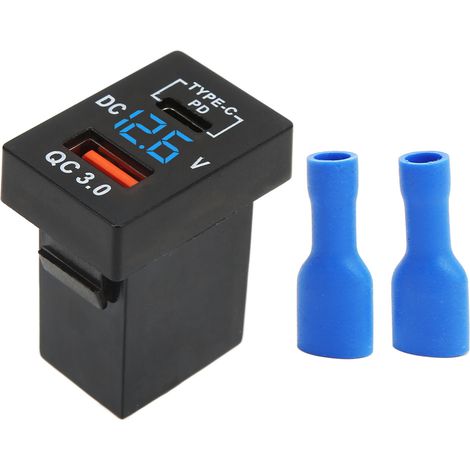 Chargeur allume-cigare QC 3.0 charge rapide 12-24V affichage tension pour voitures motos camping-cars (1/5)