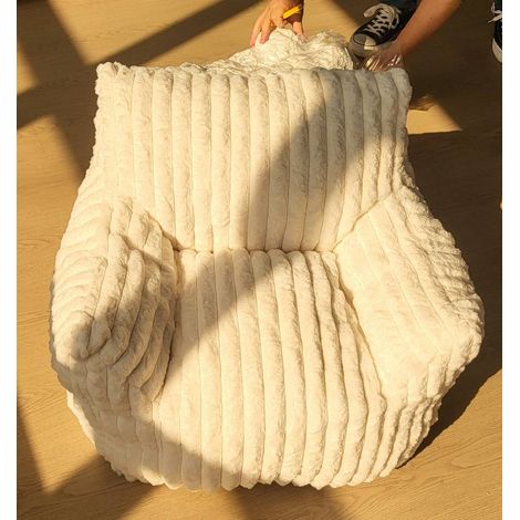 Poltrona per bambini muzi a coste, altezza 47 cm, bianca - Atmosphera créateur d'intérieur (1/4)