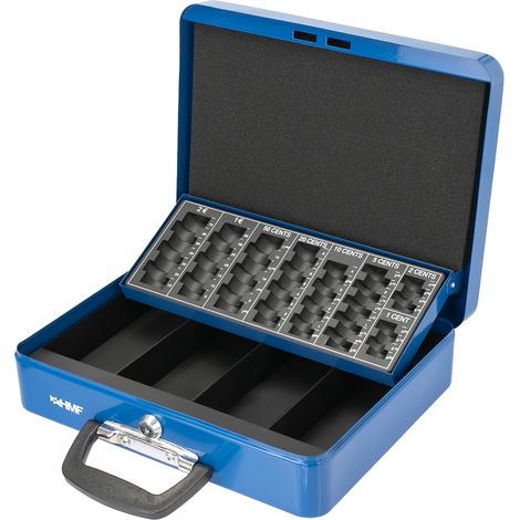 HMF 10016-05 Geldkassette Tragegriff, 30 x 24 x 9 cm, blau (1/5)