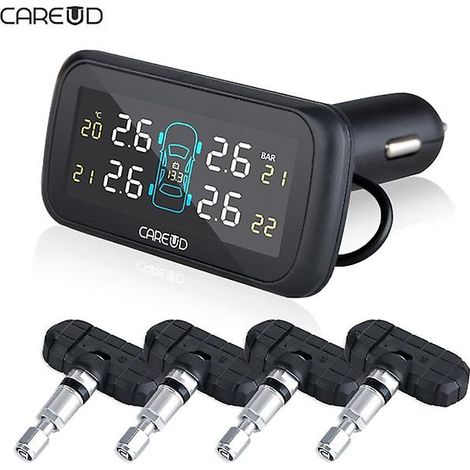 Système de surveillance de la pression des pneus sans fil TPMS pour voiture avec 4 capteurs, écran LCD et prise allume-cigare Careud U903 (1/5)