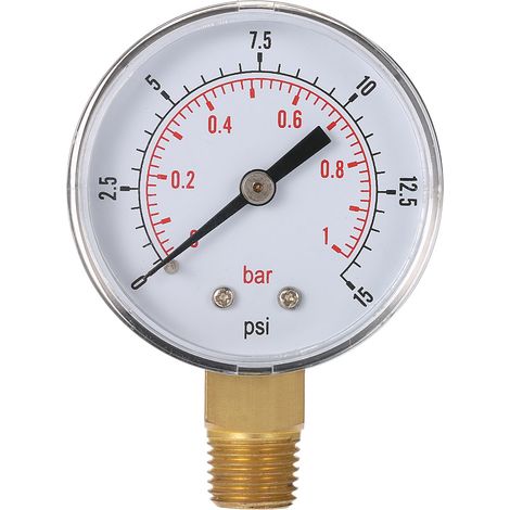 Manomètre de pression hydraulique pour filtre de piscine 50 mm 0 à 15 psi 0 à 1 bar, filetage NPT 1/4" (1/5)