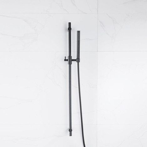 FugaFlow Eccelente Ensemble barre de glissement avec douchette à main, flexible de douche métallique noir mat