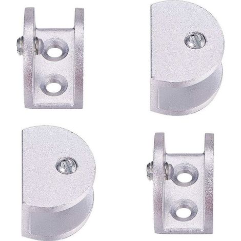 Lot de 4 supports de serrage réglables en alliage d'aluminium pour étagère en verre de 8 à 12 mm d'épaisseur (semi-circulaire) (1/3)