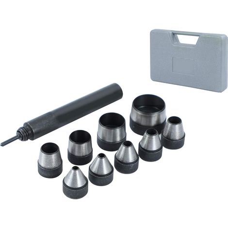 Set di 10 punzoni cavi, robusta custodia in pelle, da 5 mm a 32 mm
