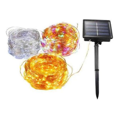 Pair Lumières Solaires Extérieures LED 50 Ampoules Éclairage Puissant Fil de Cuivre Durable 8 Modes 16.4ft- (1/5)