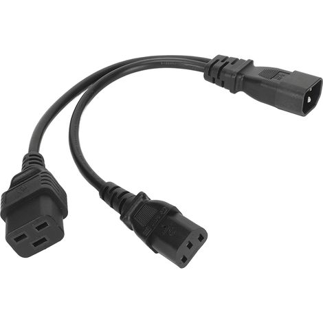 Câble d'alimentation IEC320 C14 vers C19 et C13, répartiteur en Y simple IEC 320 C14 vers C19/C13, 10 A, 250 V, 32 cm (12,6 po) (1/5)
