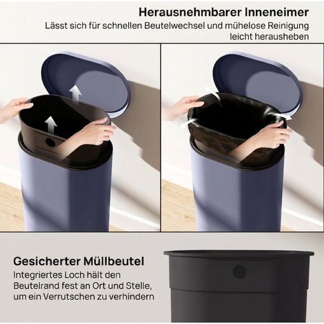 Cubo de basura con pedal 30 L 36,5x31x61 cm de metal gris cierre suave - MEUBLIV (1/5)
