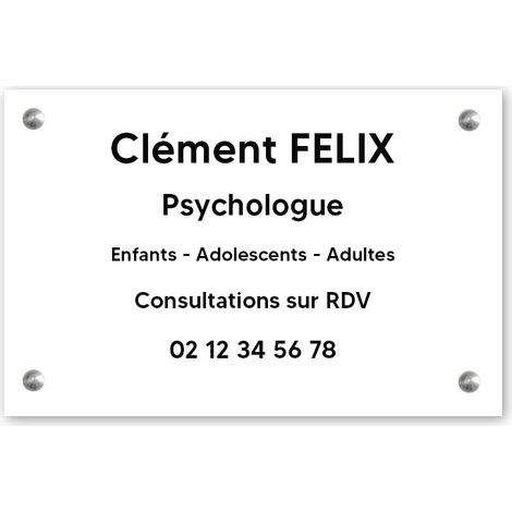 Plaque professionnelle personnalisée en PVC pour psychologue, sophrologue - 1 à 5 lignes de texte - Format 30 x 20 cm