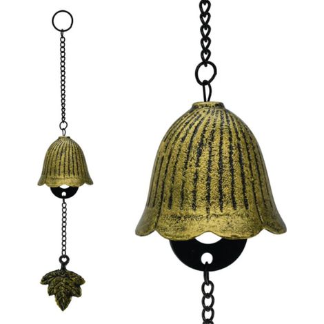 Lot2 Carillon éolien japonais en forme de feuille,petit pendentif cloche à vent pour suspension extérieure,ornement carillon éolien en fonte pour bénir jardin arrière cour décoration maison (1/5)