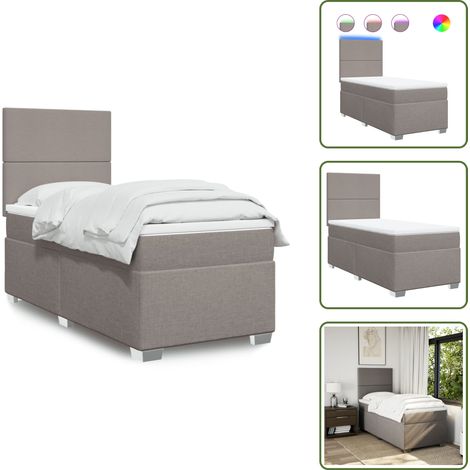 The Living Store Sommier à lattes de lit avec matelas Taupe 90x200 cm Tissu - Lit Plateforme - Lit Double - Lit Design - Lit Moderne - Lit Tapissier