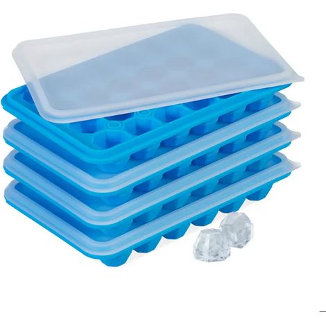 Bandeja de cubitos Relaxdays diamond silicona apilable con tapas (1/3)