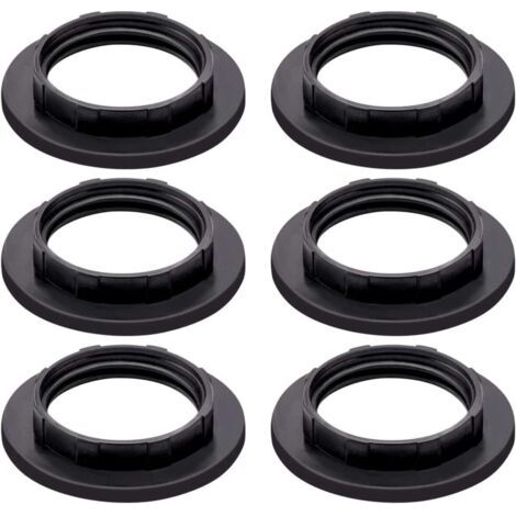 Set di 6 anelli di fissaggio per paralumi in plastica nera E14