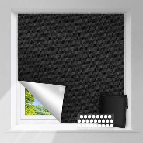 1 Store occultant à enrouleur, tissu Oxford, installation sans perçage, adhésifs nano inclus, pour fenêtres de toit (1/5)