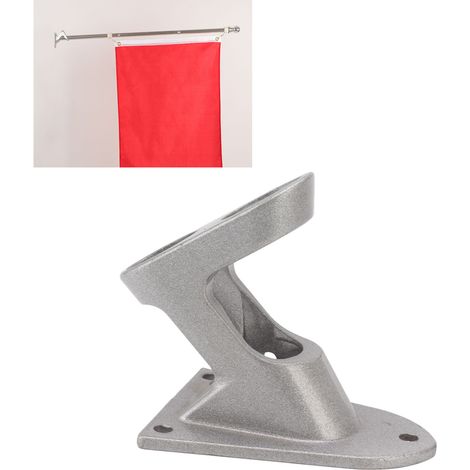 Z-förmige Außenfahnenmasthalterung aus Aluminiumlegierung für Hauswände, Doppellochhalterung, silber. (1/5)