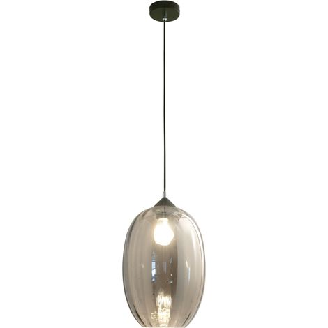 Suspension Infinity En Verre Soufflé Fumé Et Métal, Douille E27, Design Élégant Et Moderne, Idéale Pour L'Éclairage Intérieur (1/3)