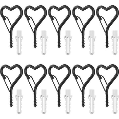Lot de 12 crochets Q, 12 crochets à vis en forme de Q avec boucle de sécurité et 12 tubes d'extension pour suspendre des guirlandes lumineuses extérieures, des lumières de Noël, des plantes, à monter (1/5)