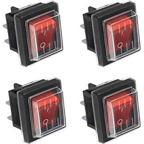 4Pcs Interrupteur à Bascule Interrupteur à Bascule lumière Rouge ON/OFF Avec Couvercle étanche Largement Utilisé Dans Divers Types D'appareils électriques (1/4)