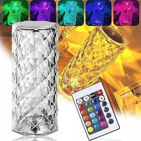 crystal Diamond Table Lamp, 16 Colors Usb Charging Touch Lamp Bedside Night Light With Remote Control (1/5)