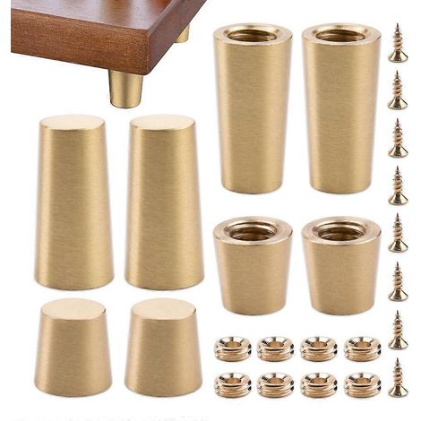 8 pieds de meubles en laiton avec vis, élégant support de plateau conique, convient aux planches à découper, boîtes à bijoux, etc., 30 mm + 15 mm.