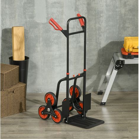 Diable monte-escaliers pliable en acier, 6 roues, poignée télescopique réglable, 120 kg sur sol plat, 80 kg dans les escaliers, pour charges lourdes – CHICFURN (1/5)