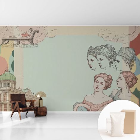 Fototapete - Tapete Vliestapete mit Kleber - Wandtapete Moderne Wandbild Schlafzimmer Wohnzimmer Klassische Collage 416x254 cm (1/5)