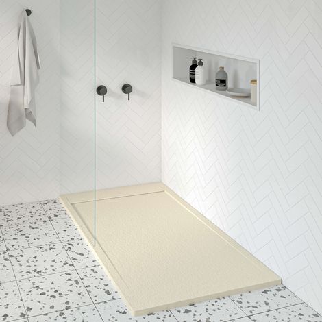 KOES - Kunstharz-Duschwanne Modell OBI – 80x120 – Creme RAL 1013 (1/5)