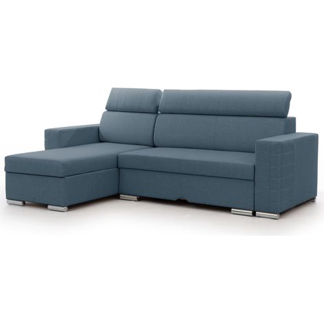Ecksofa Schlafsofa Sofa CANTON in Stoff Liverpool Azurblau Ottomane Links (1/5)
