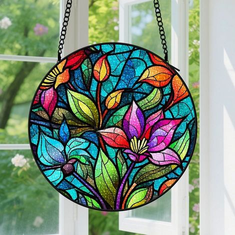 16cm Suspension en Vitrail Élégant, Attrape-Soleil Coloré pour Fenêtre, Cadeau Fête des Mères, Anniversaire pour Femme, Homme, Collègue (1/5)