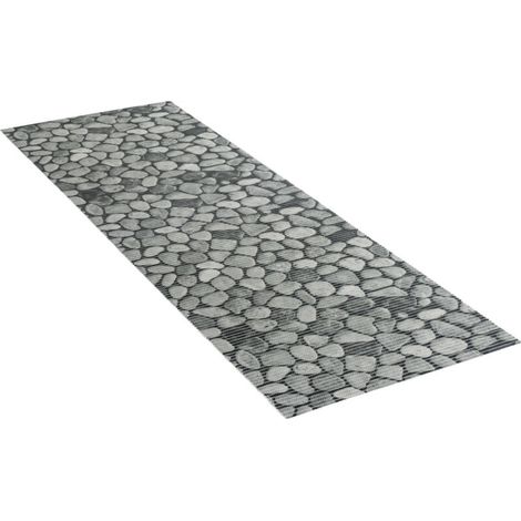 Tapis de bain en mousse Sassi, tapis salle de bain antidérapant, Plastique effet pierre, 65x200 cm, gris (1/5)