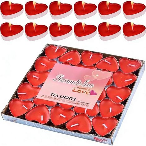 Herz Teelichter Rot 50 Stück - Romantische Deko für Valentinstag, Hochzeit